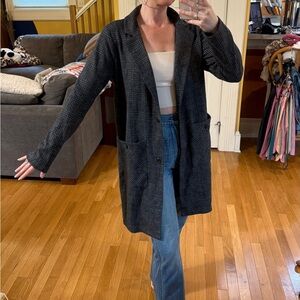 Anthropologie Blazer Longline Sweater Cardigan Plaid